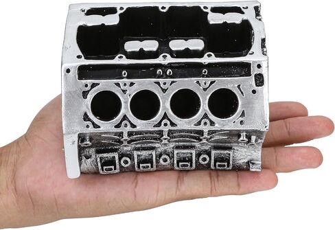 V8 Engine Block Business Card Holder – 3D Printed PLA Desk Organizer for Pens, Pencils & Name Cards, Shiny Silver Car Enthusiast Decor, Realistic Automotive Design, Unique Office Gift in Kuwait