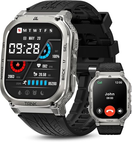 AMAZTIM Smart Watch, Rugged Military Bluetooth Call(Answer/Dial Calls), 50M Waterproof, 1.85" Ultra Large HD Display, AI Voice Assistant,Compatible for Android and iOS in Saudi Arabia