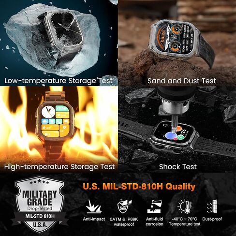 AMAZTIM Smart Watch, Rugged Military Bluetooth Call(Answer/Dial Calls), 50M Waterproof, 1.85" Ultra Large HD Display, AI Voice Assistant,Compatible for Android and iOS in Saudi Arabia