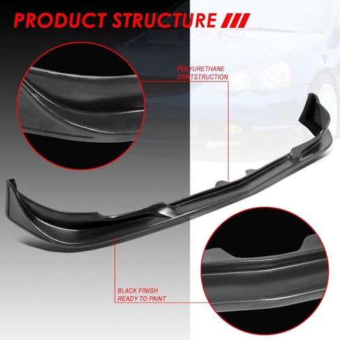 Auto Dynasty C-West Style Matte Black Front Bumper Lip Splitter Chin Spoiler Wing Body Kit Compatible with Acura RSX 02-04 in Kuwait