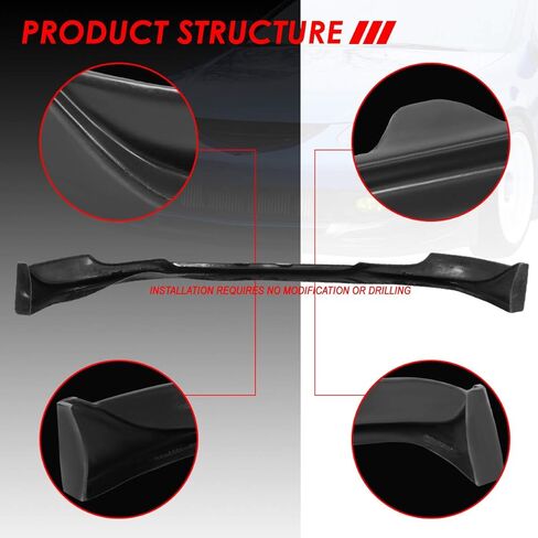 Auto Dynasty C-West Style Matte Black Front Bumper Lip Splitter Chin Spoiler Wing Body Kit Compatible with Acura RSX 02-04 in Kuwait
