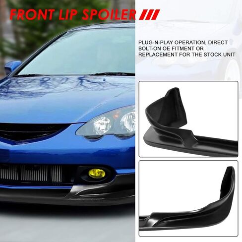 Auto Dynasty C-West Style Matte Black Front Bumper Lip Splitter Chin Spoiler Wing Body Kit Compatible with Acura RSX 02-04 in Kuwait