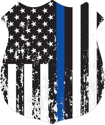 ملصق Stickios Thin Blue Line - ملصق العلم الأمريكي الأزرق الخلفي - ملصق دعم الشرطة للسيارات والشاحنات والنوافذ - صنع في الولايات المتحدة الأمريكية (5.9 × 3.3 بوصة) - خط أزرق ممزق in Kuwait