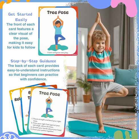 Yoga Workouts for Kids-32 Exercise Cards with Yoga Poses，ncludes 2 Rings&Dry-Erase for Improve Flexibility and Cultivate Concentration Autism Special Needs (Kids Yoga) in Saudi Arabia