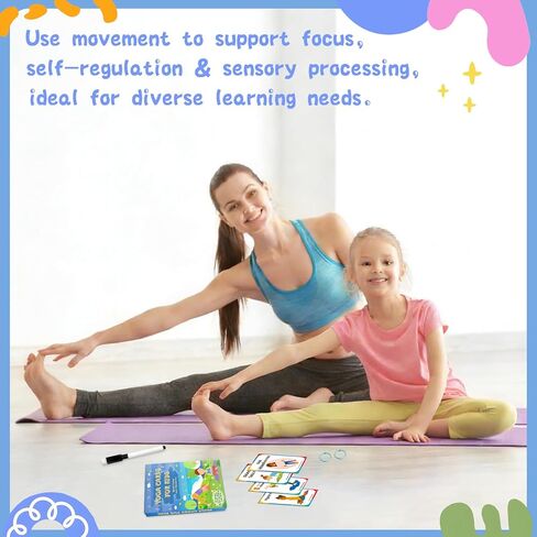 Yoga Workouts for Kids-32 Exercise Cards with Yoga Poses，ncludes 2 Rings&Dry-Erase for Improve Flexibility and Cultivate Concentration Autism Special Needs (Kids Yoga) in Saudi Arabia
