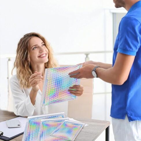 Bubble Mailers, 6x9" 50 Pack Holographic Bubble Mailers, Waterproof Self Seal Adhesive Foil Glitter Glamour Shipping Bags for Mailing, Packing, Small Business, Jewelry Makeup Supplies in Saudi Arabia