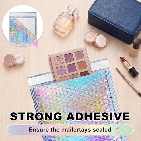 Bubble Mailers, 6x9" 50 Pack Holographic Bubble Mailers, Waterproof Self Seal Adhesive Foil Glitter Glamour Shipping Bags for Mailing, Packing, Small Business, Jewelry Makeup Supplies in Saudi Arabia