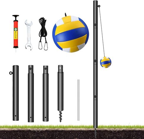 مجموعة Tetherball للبالغين والكلاب مع كرة Tetherball وحبل وعمود، مجموعة عمود Tetherball شديدة التحمل للعائلة، لعبة محمولة ممتعة في الهواء الطلق للفناء الخلفي والحديقة والرمل والشاطئ in Kuwait