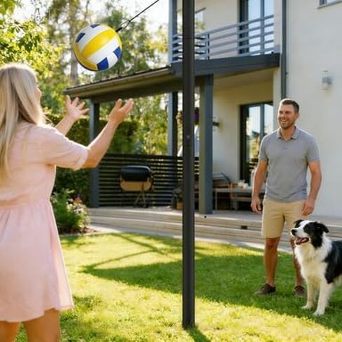 مجموعة Tetherball للبالغين والكلاب مع كرة Tetherball وحبل وعمود، مجموعة عمود Tetherball شديدة التحمل للعائلة، لعبة محمولة ممتعة في الهواء الطلق للفناء الخلفي والحديقة والرمل والشاطئ in Kuwait