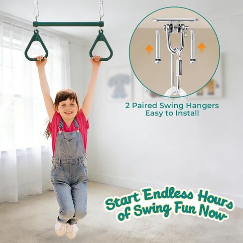 FUNLIO Trapeze bar for Kids with 2 Swing Hangers，87" Height Adjustable Trapeze, Heavy Duty Hanging bar for Kids Aged 3+，Durable Indoor & Outdoor Toddler Swing, CPC & CE Certified - 440 lbs Capacity in Saudi Arabia
