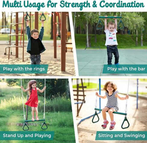 FUNLIO Trapeze bar for Kids with 2 Swing Hangers，87" Height Adjustable Trapeze, Heavy Duty Hanging bar for Kids Aged 3+，Durable Indoor & Outdoor Toddler Swing, CPC & CE Certified - 440 lbs Capacity in Saudi Arabia