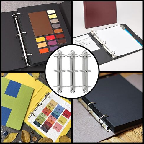 Oedema 3 Pcs A5 3-Hole Ring Binder Mechanisms Replacement Kit Loose Leaf Binding Spines Combs Metal Clips for Paper Storage Folder Accessories, Silver in Kuwait