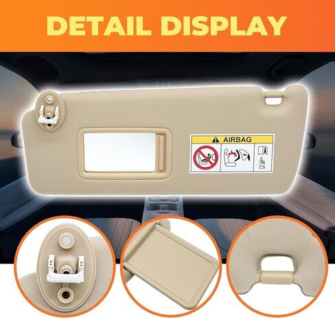 حاجب الشمس الأمامي الأيسر من جانب السائق باللون البيج متوافق مع GX460 2010-2023 Land Cruiser Prado KDJ155/KDJ150 2009-2023 W/Mirror 74320-60D22-A0 in Kuwait
