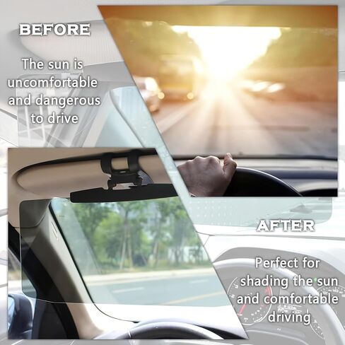 [Anti-Glare Visor] Car Sun Visor, Universal Anti-Glare Polarized Sun Visor Extender Easy to Install in Kuwait