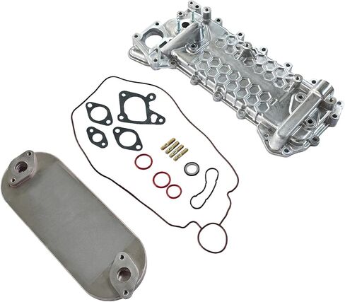 Oil Cooler Core with Cover and Gasket Kit for ISUZU NRR NPR NQR NPR-HD 4HK1 5.2L 2002-2010, Replaces 8973341002 8973341001 8973341000 8970338020, Direct Fit in Saudi Arabia