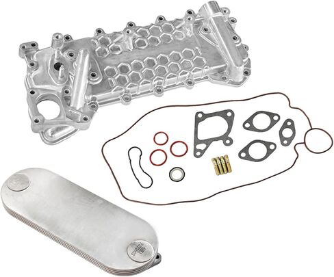 Oil Cooler Core with Cover and Gasket Kit for ISUZU NRR NPR NQR NPR-HD 4HK1 5.2L 2002-2010, Replaces 8973341002 8973341001 8973341000 8970338020, Direct Fit in Saudi Arabia