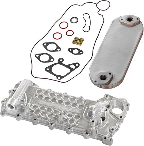 Oil Cooler Core with Cover and Gasket Kit for ISUZU NRR NPR NQR NPR-HD 4HK1 5.2L 2002-2010, Replaces 8973341002 8973341001 8973341000 8970338020, Direct Fit in Saudi Arabia