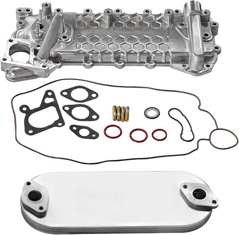 Oil Cooler Core with Cover and Gasket Kit for ISUZU NRR NPR NQR NPR-HD 4HK1 5.2L 2002-2010, Replaces 8973341002 8973341001 8973341000 8970338020, Direct Fit in Saudi Arabia