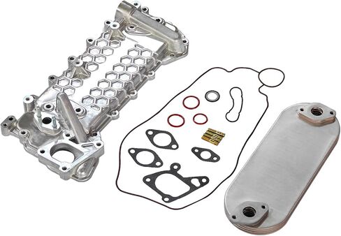 Oil Cooler Core with Cover and Gasket Kit for ISUZU NRR NPR NQR NPR-HD 4HK1 5.2L 2002-2010, Replaces 8973341002 8973341001 8973341000 8970338020, Direct Fit in Saudi Arabia