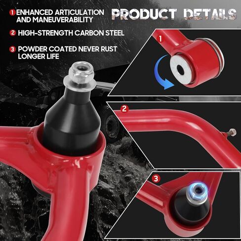 2-4" Lift Front Upper Control Arms for 2019-2024 Chevy Silverado 1500 GMC Sierra 1500, Adjustable Tubular Suspension Arms with 2 Replacement Ball Joints in Kuwait