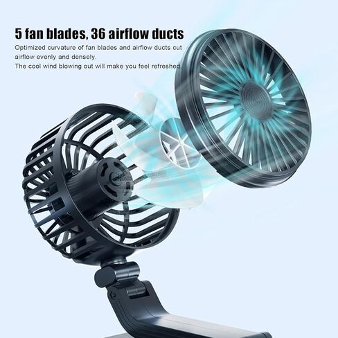 Dual Heads USB Car Fan Powerful Cooling Adjustable Speeds Quiet Operation USB Powered for Vehicles Trucks RVs Office ABS Plastic 21x13x16cm (White) in Saudi Arabia
