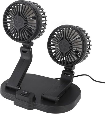 Dual Heads USB Car Fan Powerful Cooling Adjustable Speeds Quiet Operation USB Powered for Vehicles Trucks RVs Office ABS Plastic 21x13x16cm (White) in Saudi Arabia