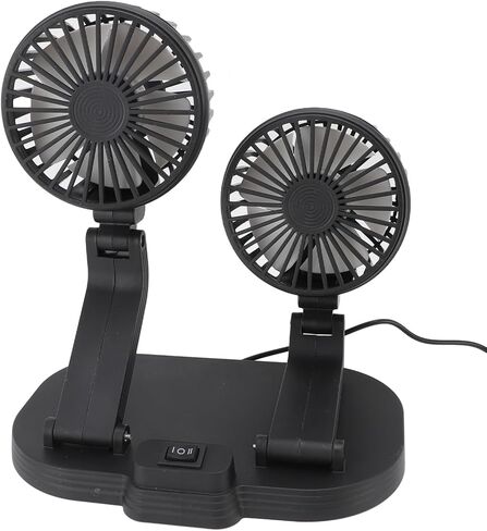Dual Heads USB Car Fan Powerful Cooling Adjustable Speeds Quiet Operation USB Powered for Vehicles Trucks RVs Office ABS Plastic 21x13x16cm (White) in Saudi Arabia