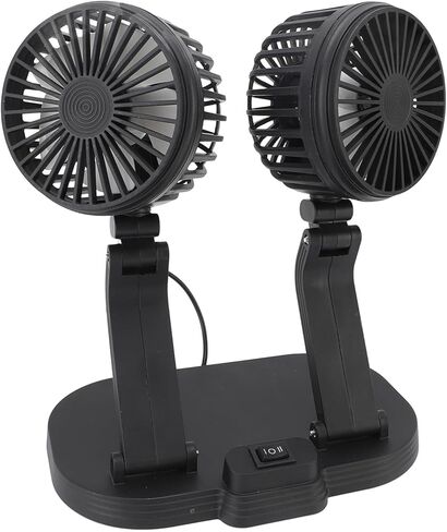 Dual Heads USB Car Fan Powerful Cooling Adjustable Speeds Quiet Operation USB Powered for Vehicles Trucks RVs Office ABS Plastic 21x13x16cm (White) in Saudi Arabia