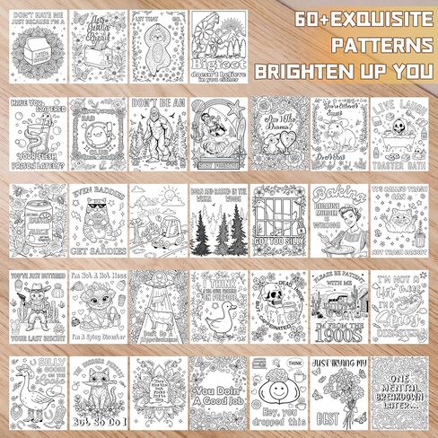 YooNotee 2 Sets 8.7x11.8 Inches Funny Coloring Books for Adult Stress Relief Relaxation Employee Gift Dumpster Fire Funny Animal Floral Design Fun Design Gift for Women Friends Coworkers 65 Patterns in Kuwait