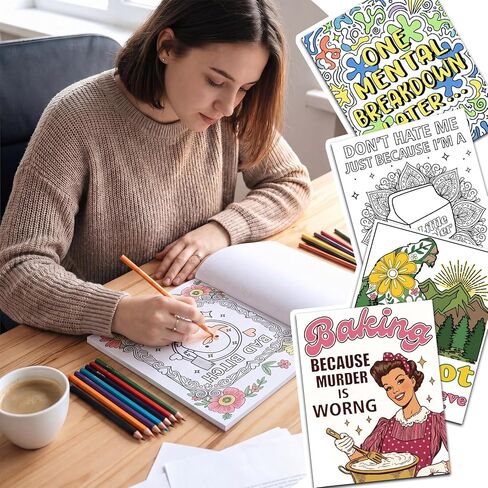 YooNotee 2 Sets 8.7x11.8 Inches Funny Coloring Books for Adult Stress Relief Relaxation Employee Gift Dumpster Fire Funny Animal Floral Design Fun Design Gift for Women Friends Coworkers 65 Patterns in Kuwait