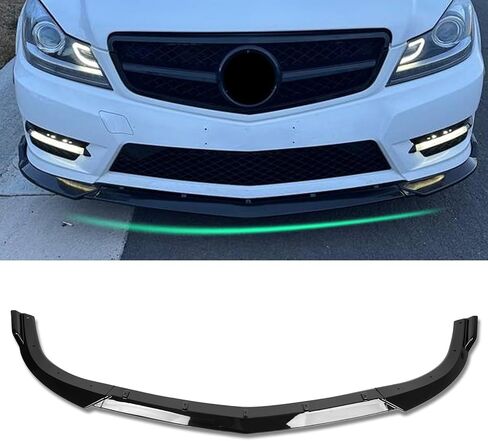 KHK المصد الأمامي للشفاه لـ W204 C180 C200 C220 C250 C300 Sport Bumper 2012-2014، أسود لامع ABS Air Dam Front Split Body Kit Accessories in Kuwait
