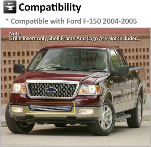 Front Chrome Bumper Billet Grille Fits 2004-2005 Ford F-150 Lower Bumper Polished Billet Grille Grill Insert Solid Aluminum Replacement Part in Kuwait