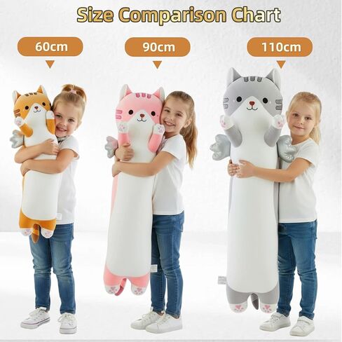 Somao 23.6" Long Cat Plush Pillow with Wings - Super Soft Stuffed Animal for Kids & Adults, Cute Body Pillow for Sleeping, Squishy Cat Plushies Gifts for Girls (Pink) in Kuwait
