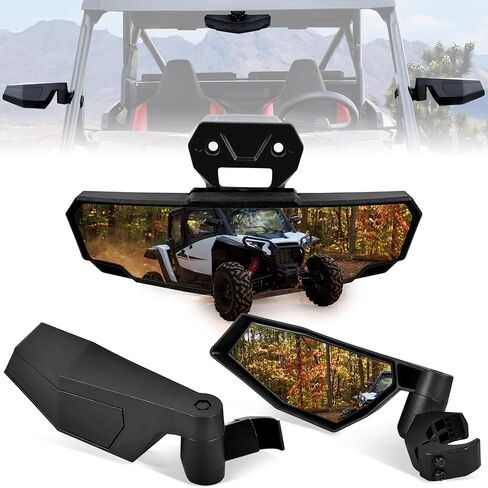 Center & Side Rearview Mirrors Kit for Polaris RZR XP 1000 24-25, Adjustable Folding Side Mirrors Convex Center Rearview Mirror for Polaris RZR XP 1000/XP 4 1000 2024-2025 Accessories (3PCS) in Kuwait