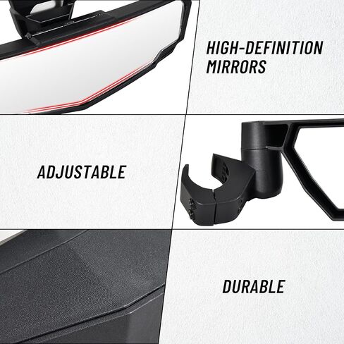 Center & Side Rearview Mirrors Kit for Polaris RZR XP 1000 24-25, Adjustable Folding Side Mirrors Convex Center Rearview Mirror for Polaris RZR XP 1000/XP 4 1000 2024-2025 Accessories (3PCS) in Kuwait