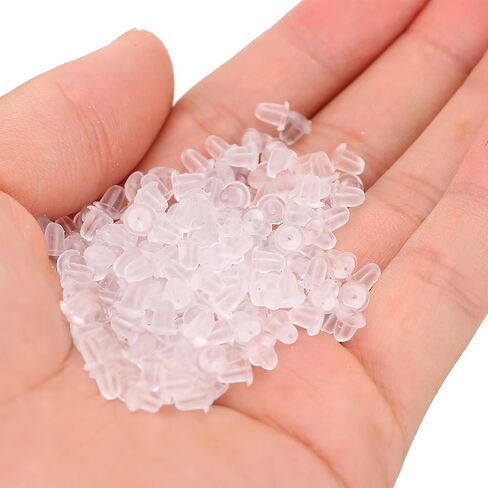 Generic 500pcs Transparent Silicone Earrings Backs, Low Allergy Rust resistants Earring Stoppers, with Clear Earplugs for Stud Earrings Replacement DIY in Kuwait