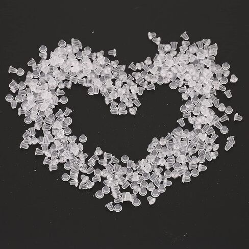 Generic 500pcs Transparent Silicone Earrings Backs, Low Allergy Rust resistants Earring Stoppers, with Clear Earplugs for Stud Earrings Replacement DIY in Kuwait