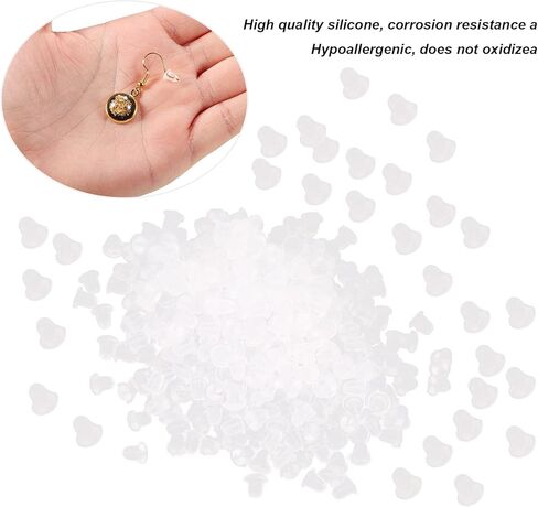 Generic 500pcs Transparent Silicone Earrings Backs, Low Allergy Rust resistants Earring Stoppers, with Clear Earplugs for Stud Earrings Replacement DIY in Kuwait