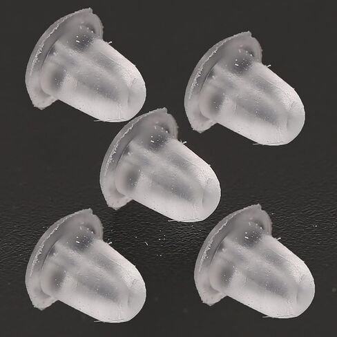 Generic 500pcs Transparent Silicone Earrings Backs, Low Allergy Rust resistants Earring Stoppers, with Clear Earplugs for Stud Earrings Replacement DIY in Kuwait