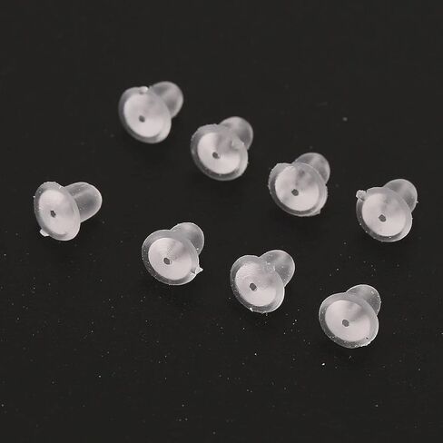 Generic 500pcs Transparent Silicone Earrings Backs, Low Allergy Rust resistants Earring Stoppers, with Clear Earplugs for Stud Earrings Replacement DIY in Kuwait