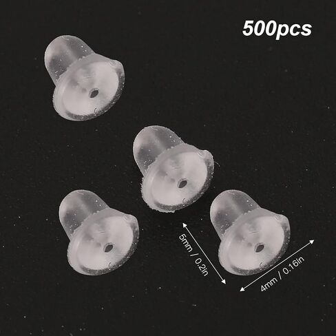Generic 500pcs Transparent Silicone Earrings Backs, Low Allergy Rust resistants Earring Stoppers, with Clear Earplugs for Stud Earrings Replacement DIY in Kuwait