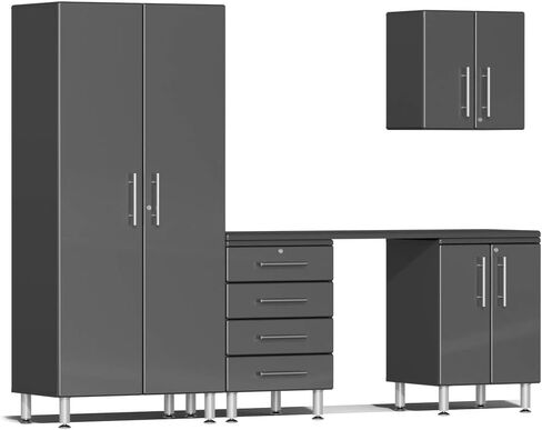 Ulti-MATE UG22051G 5-Piece Garage Cabinet Kit with Channeled Worktop in Graphite Grey Metallic in Saudi Arabia