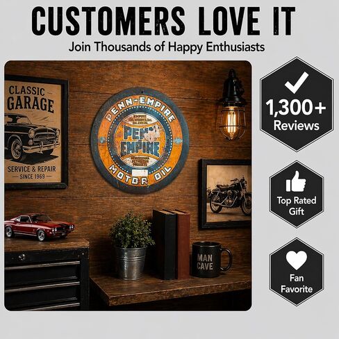 Penn-Empire Motor Oil Empire Motor Works Oil City Pennsylvania Petroleum Products Reproduction Car Company Garage Signs Metal Vintage Style Decor Metal Tin Aluminum Round Sign Home Decor 3" 3 Pack in Saudi Arabia