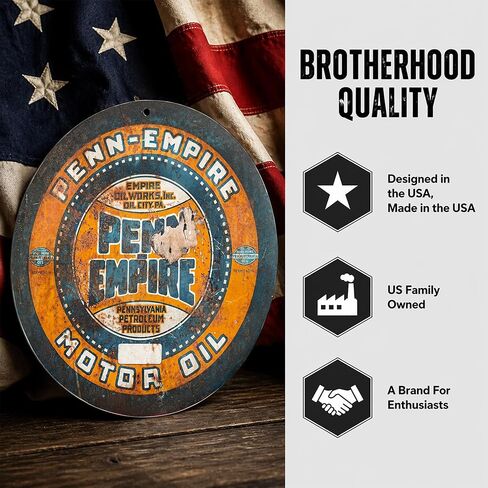 Penn-Empire Motor Oil Empire Motor Works Oil City Pennsylvania Petroleum Products Reproduction Car Company Garage Signs Metal Vintage Style Decor Metal Tin Aluminum Round Sign Home Decor 3" 3 Pack in Saudi Arabia