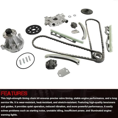 9-0387SA 4.6L Timing Chain Kit W/Guide Tensioner & Oil Pumpw & Water Pump Fit For Ford F-150 F-250 E-150 Econoline Club Wagon Expedition 4.6L 1997-2001 F5A2-6600B AW4122 in Saudi Arabia