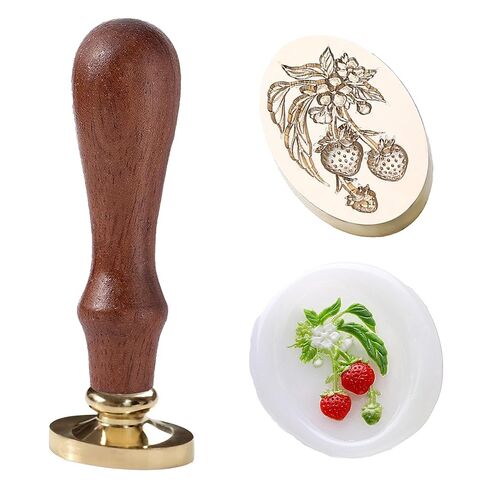 Strawberry Wax Seal Stamp, Botanical Fruit & Flower Sealing Stamp with Leaves & Berries, Vintage Floral Wax Stamp for Letters, Journals in Saudi Arabia