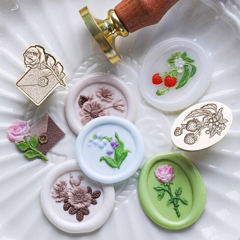 Strawberry Wax Seal Stamp, Botanical Fruit & Flower Sealing Stamp with Leaves & Berries, Vintage Floral Wax Stamp for Letters, Journals in Saudi Arabia