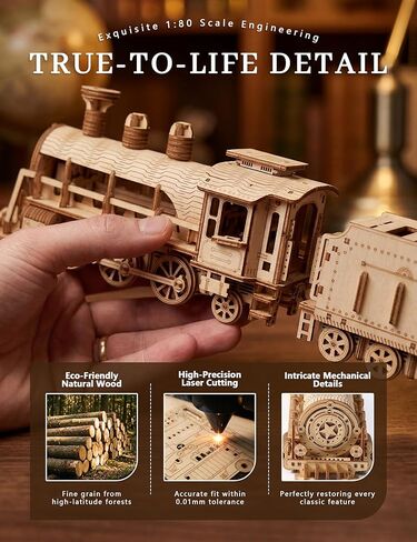 BOOZUU 3D Wooden Steam Train Puzzle for Adults, Build and Paint Wooden Train Model Kit, 282 Pcs DIY Train Craft for Teen Age 14+ in Saudi Arabia