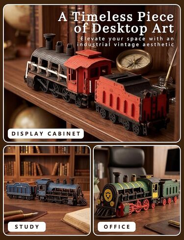 BOOZUU 3D Wooden Steam Train Puzzle for Adults, Build and Paint Wooden Train Model Kit, 282 Pcs DIY Train Craft for Teen Age 14+ in Saudi Arabia
