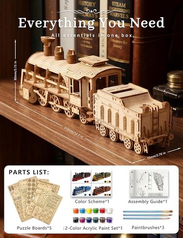 BOOZUU 3D Wooden Steam Train Puzzle for Adults, Build and Paint Wooden Train Model Kit, 282 Pcs DIY Train Craft for Teen Age 14+ in Saudi Arabia